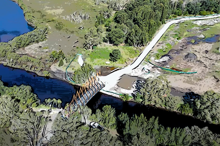 Stylised image of new Cold Tea Creek Bridge at Belmont Lagoon.